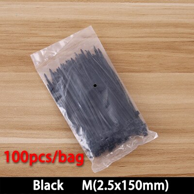 (100 kpl/pussi) itselukittuva nylon nippuside muovinen vetoketju 18 lbs musta lanka sidontahihnat ul-sertifioitu: M-musta