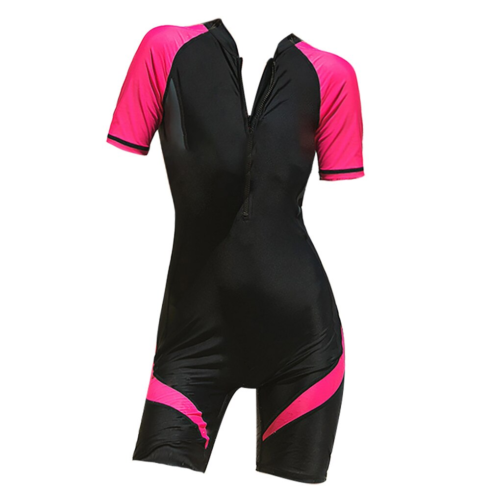 Surf Pak Ademend Uv-Beschermd Terug Rits Nylon Zip Shorty Vrouwen Wetsuit Stretch Duikpak Badpak Surfen Jumpsuit # C