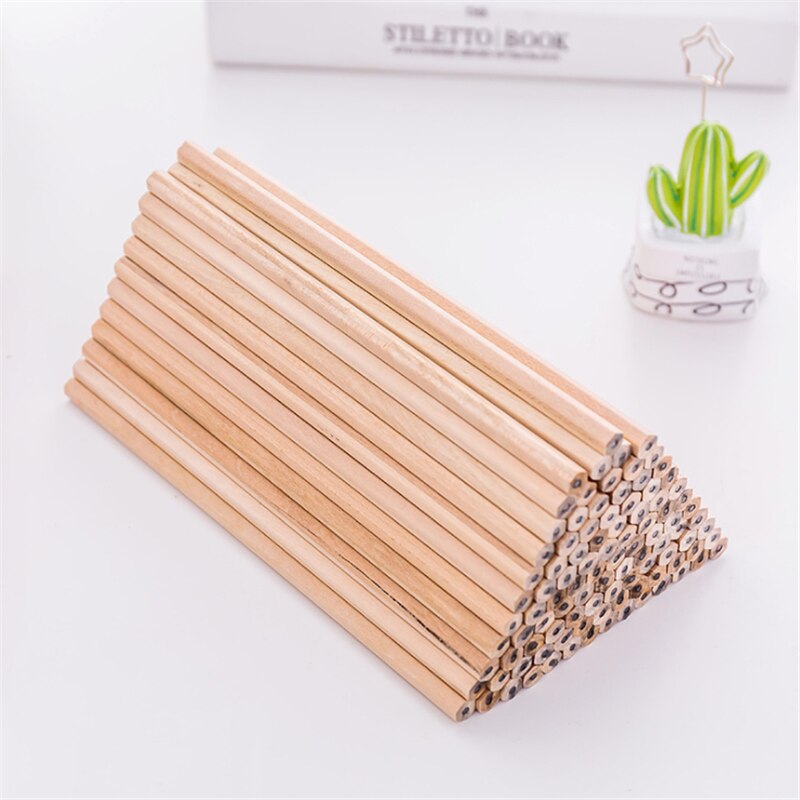 100pcs/lot Cute Natural Wood Pencil HB Blank Non-toxic Standard Pencil Office School Supplies Stationery