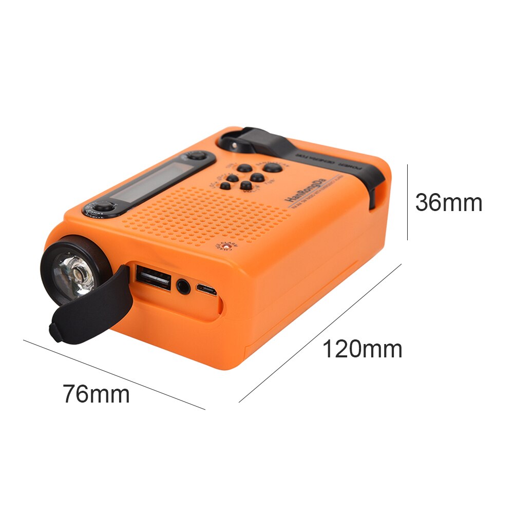 HRD900 Multifunctional Portable Full Band Solar Powered AM/FM Weather Radio Emergency LED Flashlight Lamp Power for Outdoor Camp
