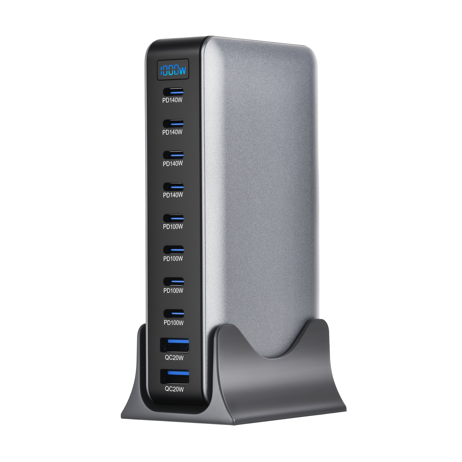 1000W GaN Fast Charger PD3.1 USB Type C 10-Port DesktopFast Charging Station Adapter for Mobile & Tablets