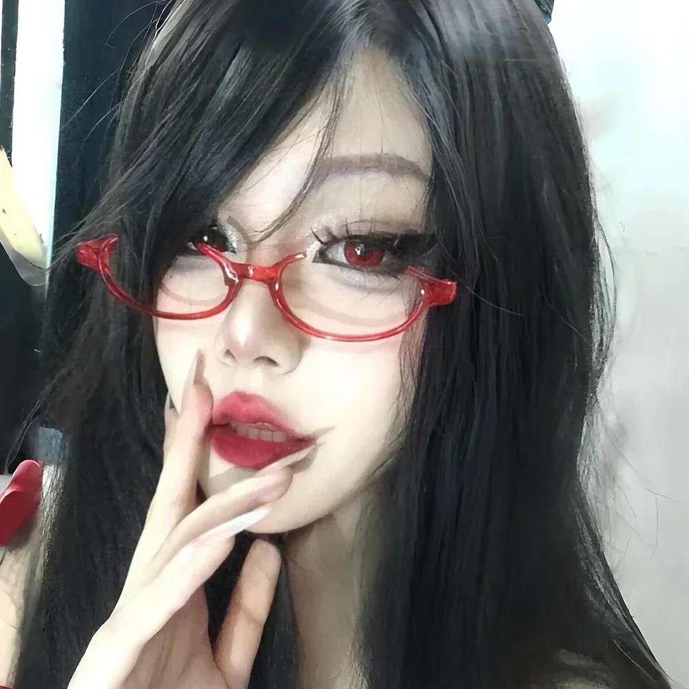 Anime Character Kamishiro Rize Cosplay Red Glasses Akemi Homura Role Play Half Frame Eyeglass Without Lens Accessories Eyewear: WHITE