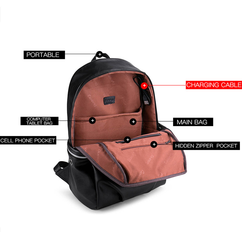 LIELANG Leather Backpack Men Waterproof Laptop Backpack Men's Travel Bag Large Stylish Boys Teenager Schoolbag Male Bagpack