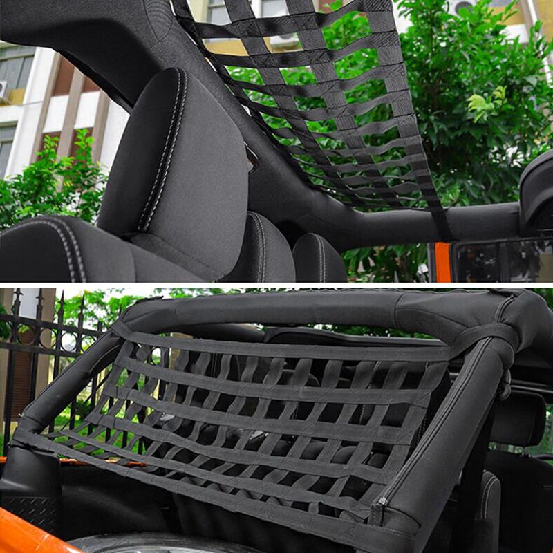 Suitable for Jeep Wrangler car roof storage net Yj Tj Jk Jku Jl Jlu 1987 Multifunctional mesh cargo net