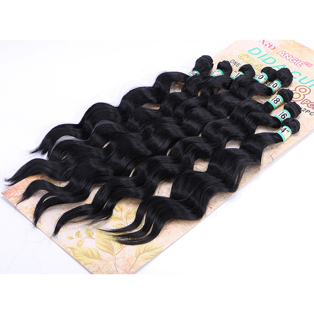 YxCheris 8Pcs/pack Synthetic Body Wave Hair Bundles 14" 16" 18" 20" Ombre Black Blond Double Weft Hair Weave Extensions