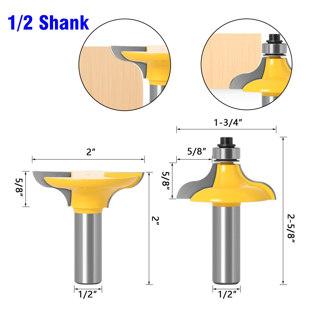 2 Stuks 8Mm Schacht Snijders Voor Hout Toegangsdeur Voor Lange Houvasten Router Bit Houtbewerking Cutter Bits Tenon Cutter voor Houtbewerking Gereedschap: 12.7mm Shank