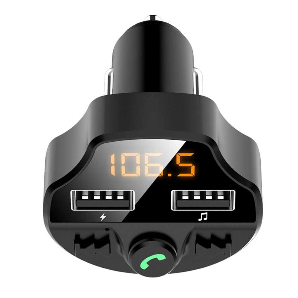 Handsfree Car Kit Bluetooth 5.0 Wireless FM Transmitter Battery Voltage LCD Auto MP3 Player USB Charger