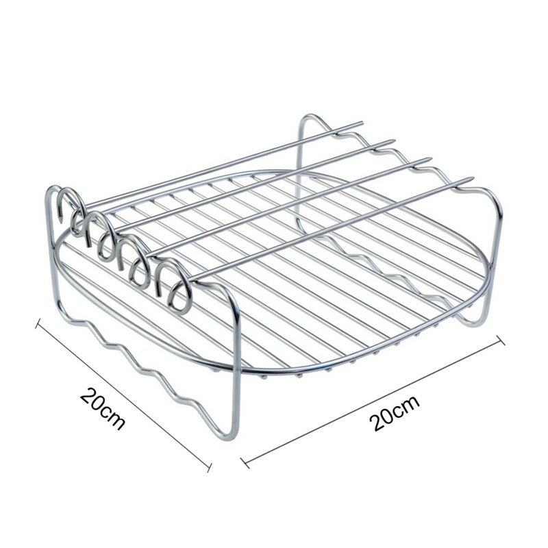 Double Layer Rack for Airfryers Household Air Fryer Double-layer Air Fryer Rack Grill Barbecue Supplies (22CM Five-needle Round): A