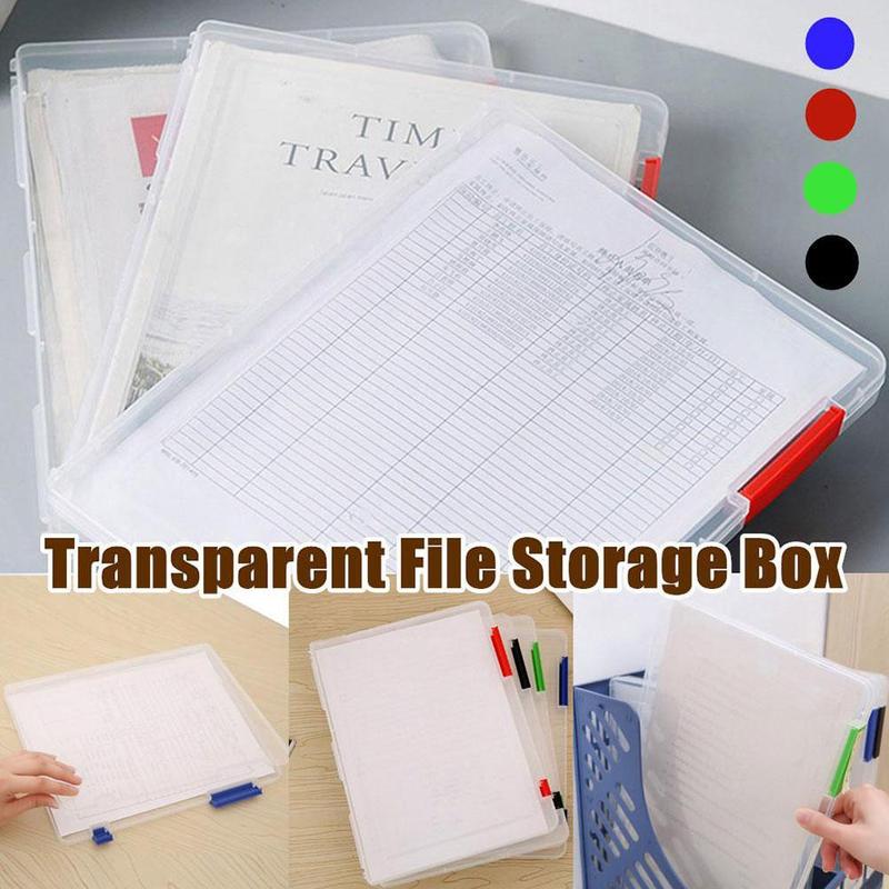 1 Pc Bestand Doos Plastic Document Papier Vullen Bestand Case Size Ortable Levert Met Ducoment A4 Briefpapier School Opslag Hold q5W5