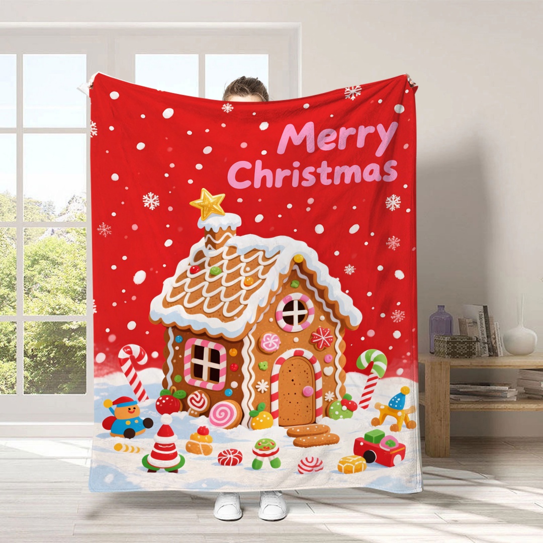 Christmas Party Blanket Soft Skin-Friendly Shawl Portable Decor: Queen / black