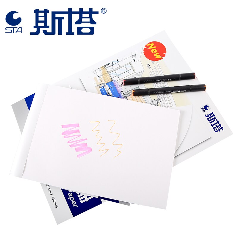 STA A4/A3 Marker Paper Pad 30 Sheets Notebook Sketchpad White For Markers Drawing&amp; Sketching Animation Art Supplies