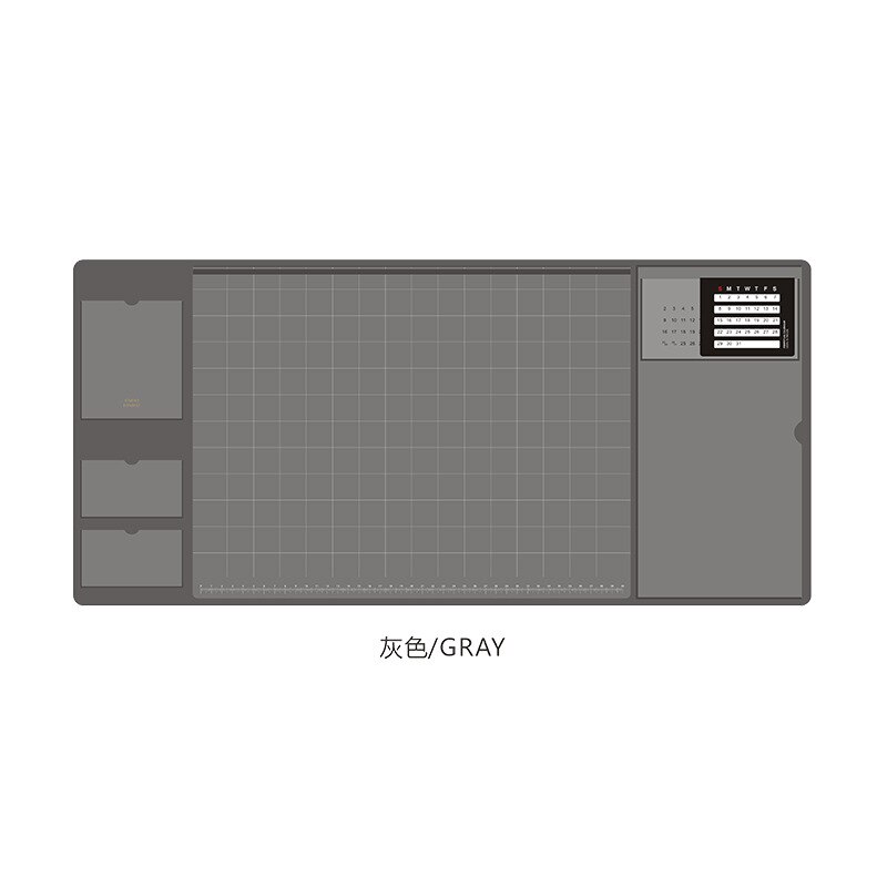 Multifunctionele Oversized Pu Muismat Student Schrijven Pad Business Desk Mat Laptop Kussen Bureau Organizer Met Kalender: gray