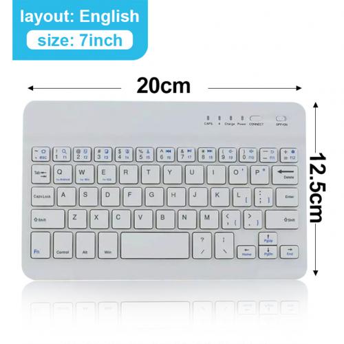 Bluetooth Toetsenbord 7/10Inch Mini Slim Wireless Bluetooth Keyboard Toetsenbord Voor Telefoon Tablet Laptop Беспроводная Клавиатура Teclado: White 7inch
