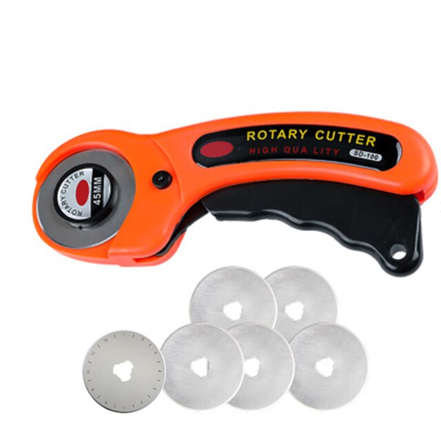 Leather craft 45mm Rotary Cutter Leather Cutting Tool Leather Craft Fabric Circular Blade Knife DIY Patchwork Sewing Quilting: Cutter with 6 blades