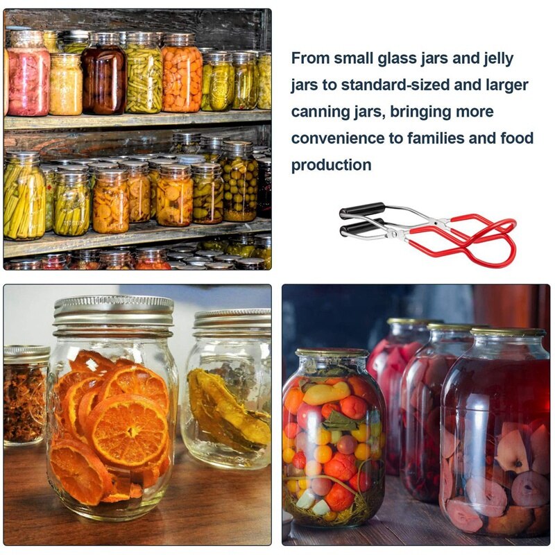 Canning Jar Lifter,Mason Jar Canning Lids,Wide-Mouth Clip Jar Lifter Funnel Sponge Brush and Canning Food Labels