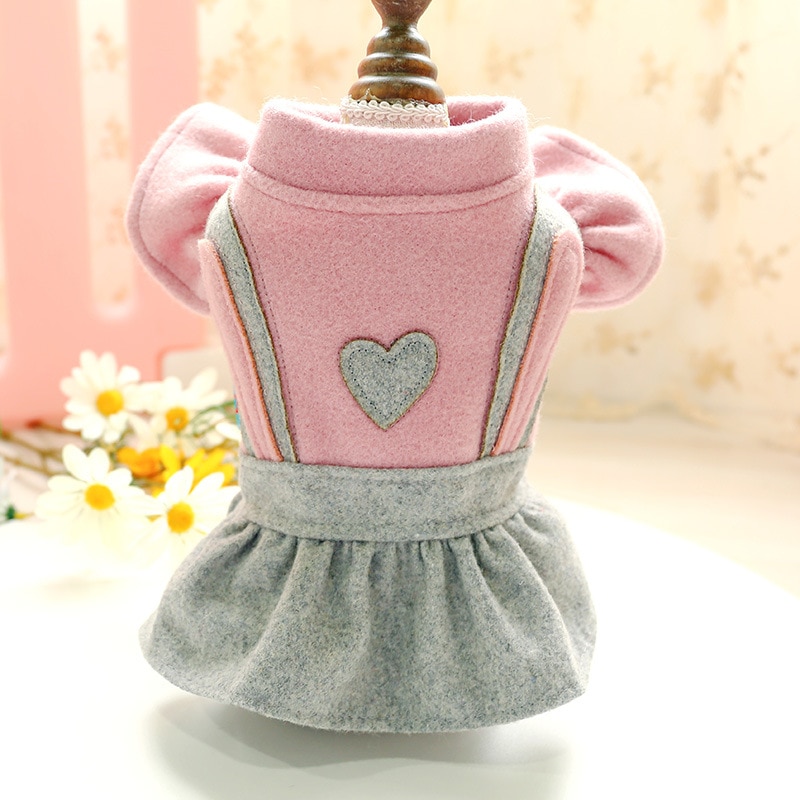 Vestido de lana con capucha para perro y gato, de corazón, abrigo de perrito mascota, chaqueta para perros y gatos, tamaño pequeño y mediano