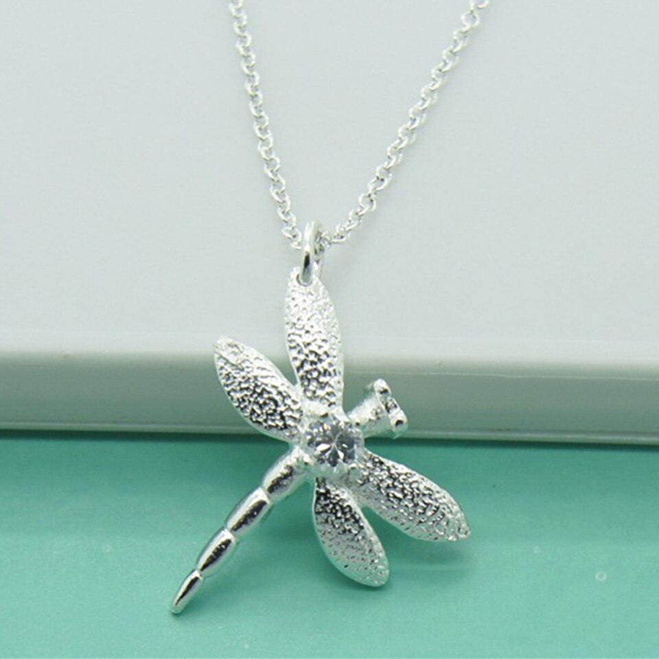 925 Sterling Silver Dragonfly Hangers Ketting 18 Inch Ketting Voor Vrouw Wedding Engagement Mode-sieraden