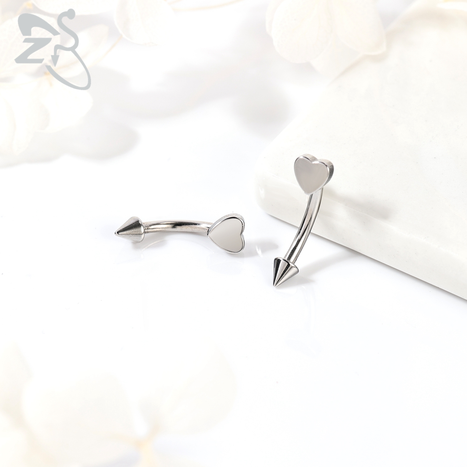 ZS 1 Piece 16G/20G Stainelss Steel Eyebrow Piercing Men Punk Rock Curved Eyebrows Ring Cross Spike Lip Belly Piercings Jewelry