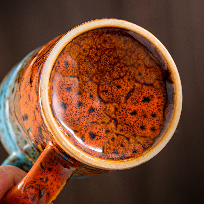 Colored Kiln-changed Coffee Cup 150ml Oil Barrel Shape Mug Office Simple Tea Cup Casual Coffee Shop Drinkware Afternoon Tea Set