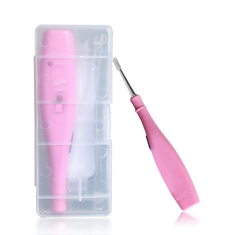 Børn baby pleje kits sikkerhed led flash belysning ørepick ske ørevoks curette remover værktøj sæt tilbehør: Lyserød