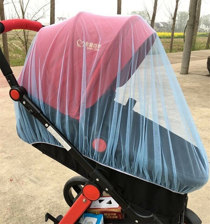 Bebê recém-nascido criança infantil carrinho de bebê berço rede pushchair mosquito inseto net malha segura buggy branco: Azul