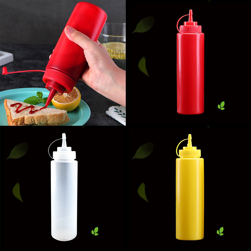 2 stk 8oz/240ml køkkenketchup dispenser gennemsigtig plastik klem sennep flaske olie cruet