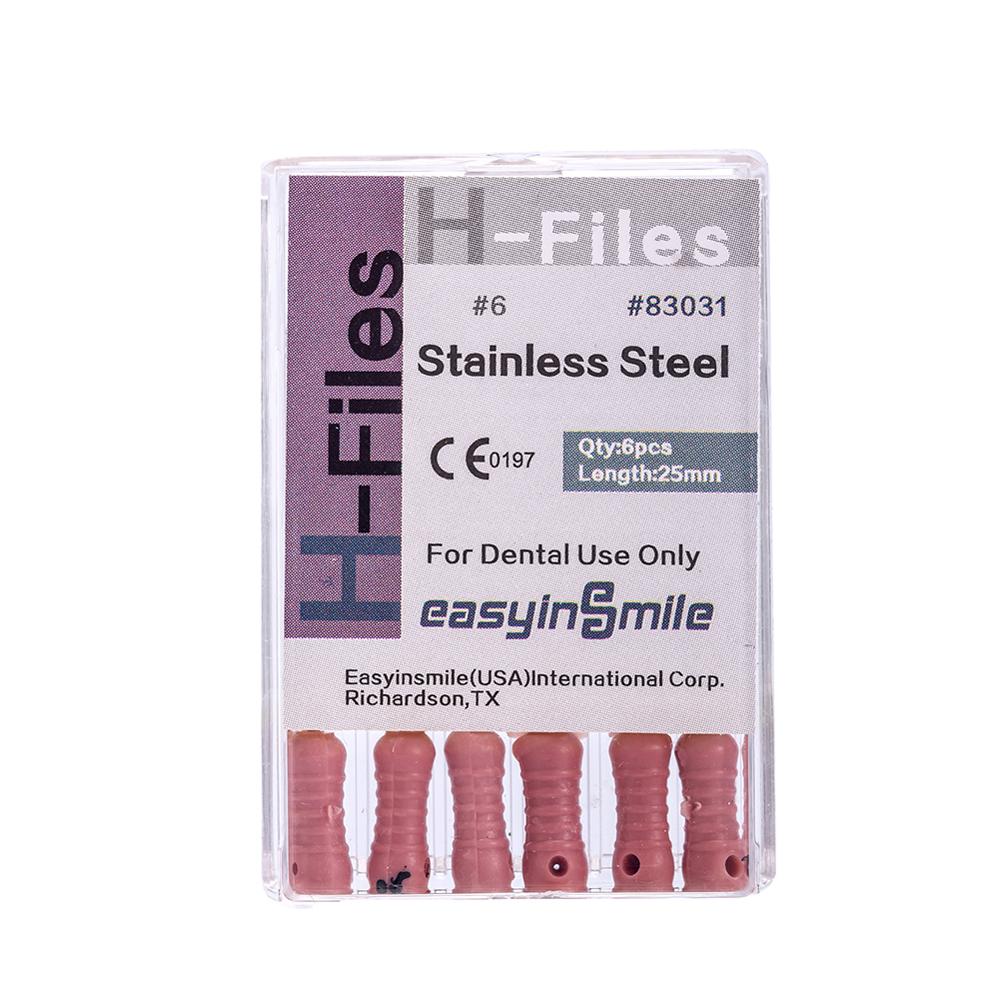 10Packs Dental Endo Stainless Steel Root Canal Endodontic H-Files Reamers Hand Use 25mm EASYINSMILE 6Files Per Pack: Size6