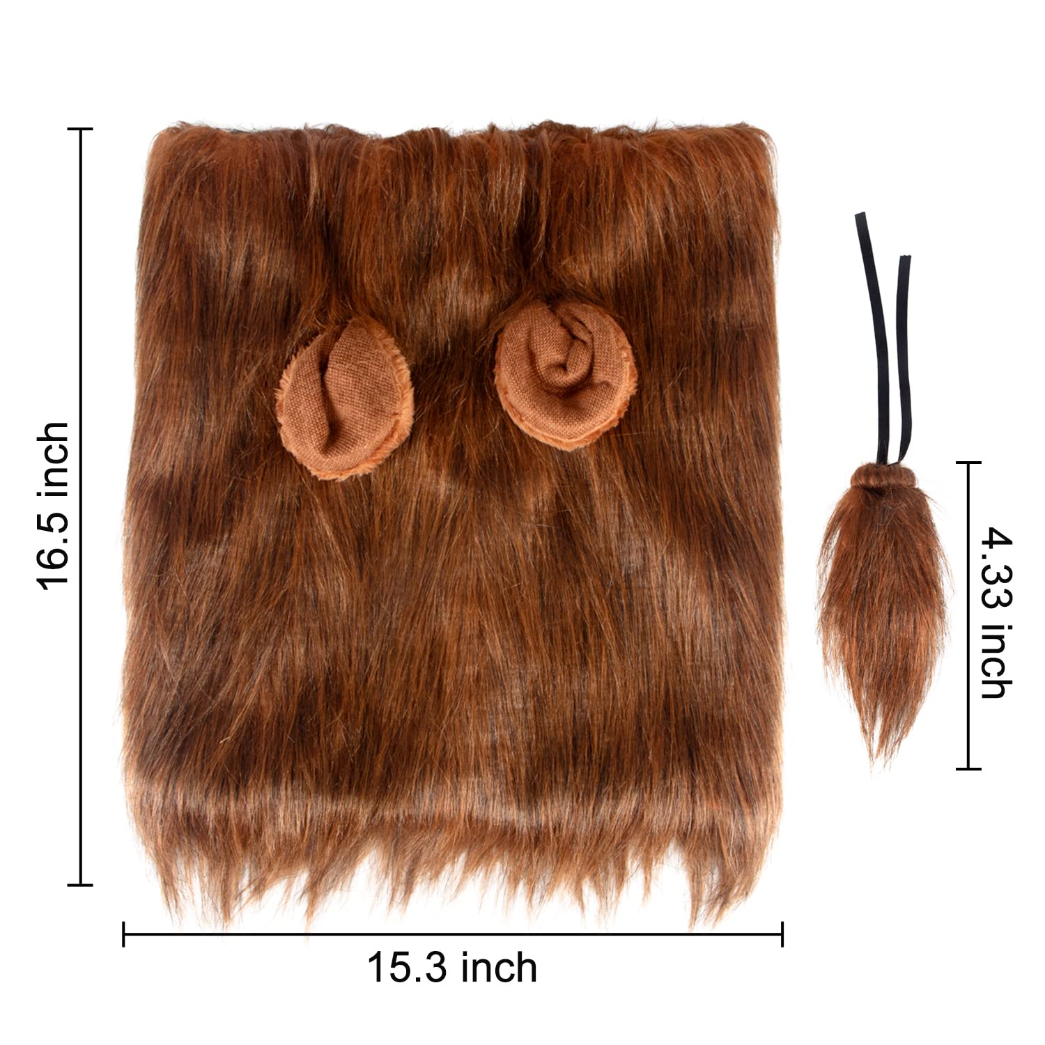 Løvemanke hundekostyme løveparykk halloween-kostyme med ører og hale egnet for mellomstore til store hunder halsomkrets opptil  to 80: Svart