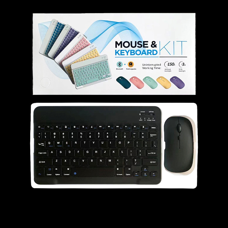 Teclado español coreano para tableta y teléfono, teclado recargable, juego de ratón para iPad, Xiaomi, Samsung, teclado inalámbrico para iPhone: black set