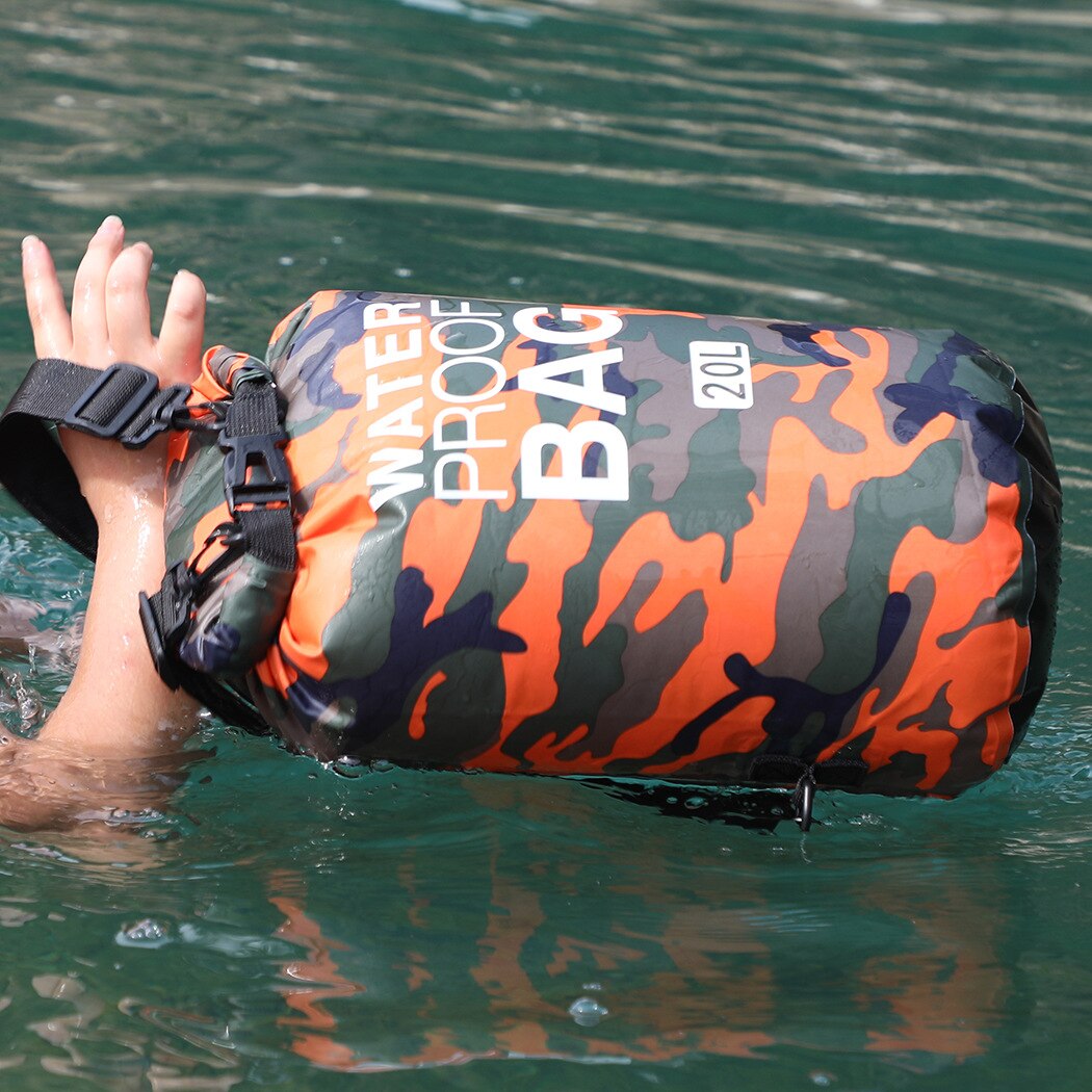 Pvc camouflage vandtæt rygsæk bærbar udendørs sport rafting dykning tørpose flodsporing svømning spandpose 5l 10l 15l