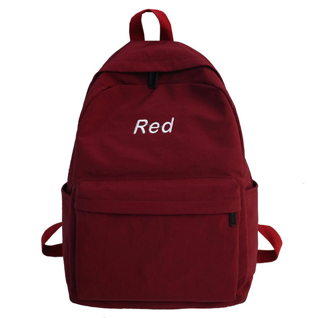 neue Große Kapazität Einfarbig Wasserdichte Nylon lässig Rucksack Schule Tasche Mochilas Feminina bagpack mochila mujer: rot