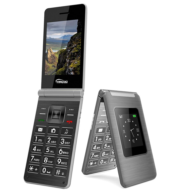 Dual Screen Flip Mobile Cell Phone 2.8 inch MTK Dual SIM Card GSM FM Bussines Clamshell Cellphone telefone Big Keyboard