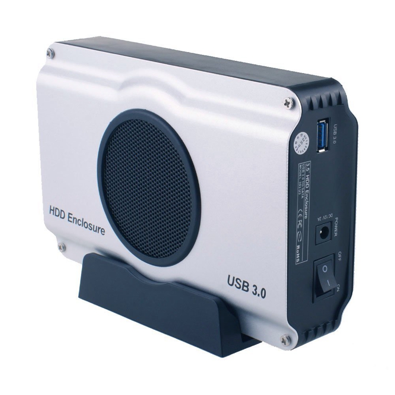 Boîtier de boîtier de disque dur en aluminium USB 3.0 à 3.5 pouces SATA I/ II/ III avec ventilateur de refroidissement (prise maximale de 8 To): Default Title