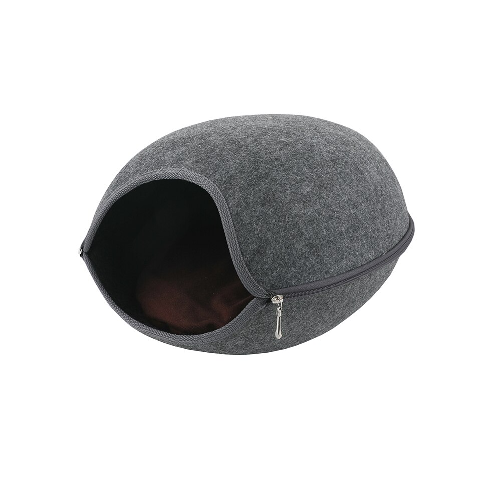 Feutre naturel grotte pour animaux de compagnie pour chat gris/bleu/rose maison pour animaux de compagnie chat lit maison avec coussin fermeture éclair animaux produit toutes les saisons: H25090DGY