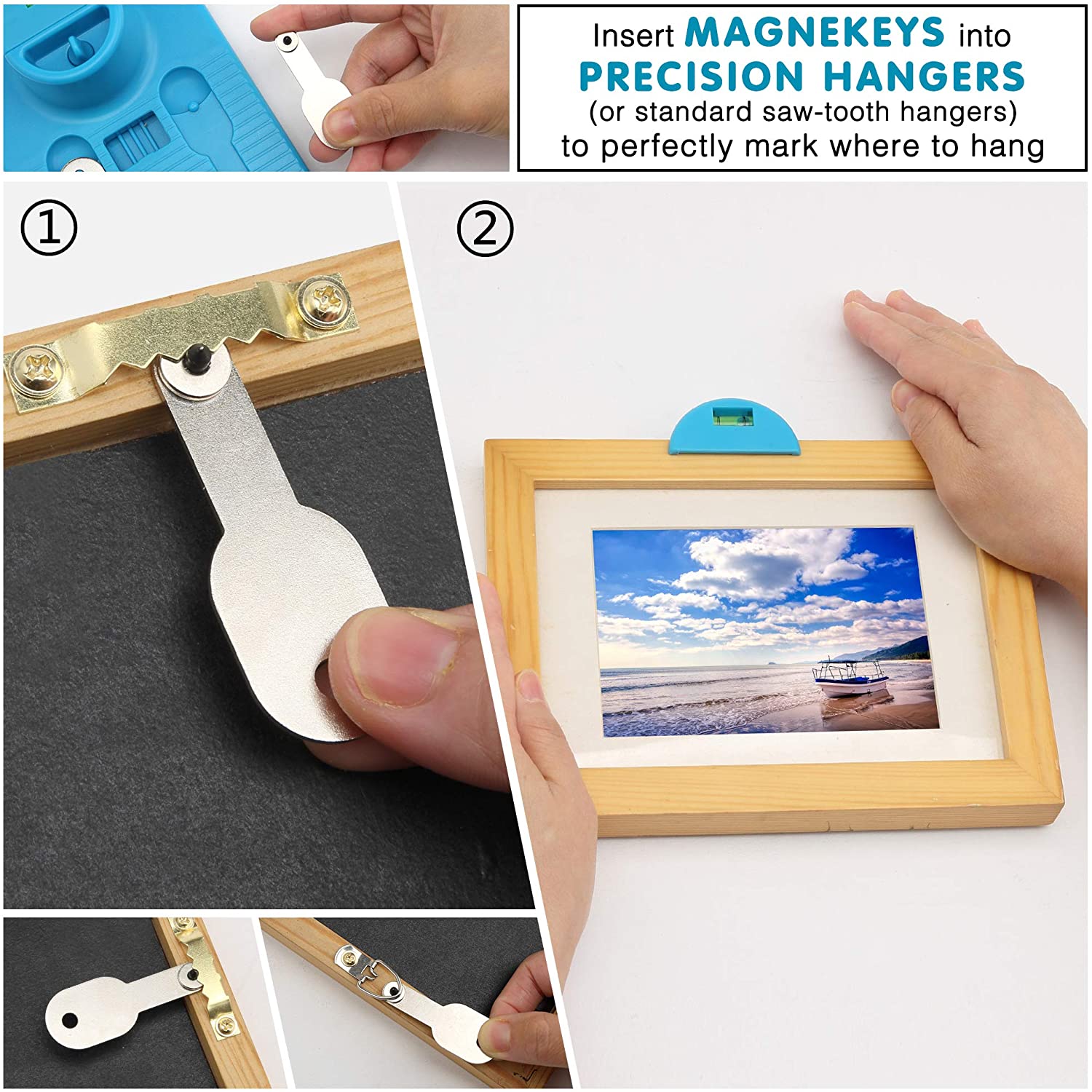 Picture Hanging Kit &amp; Leveling Tool 86pcs Easy One Step Hanging Tool with Hardware Case Included 85 Pcs Hardware Command Strips