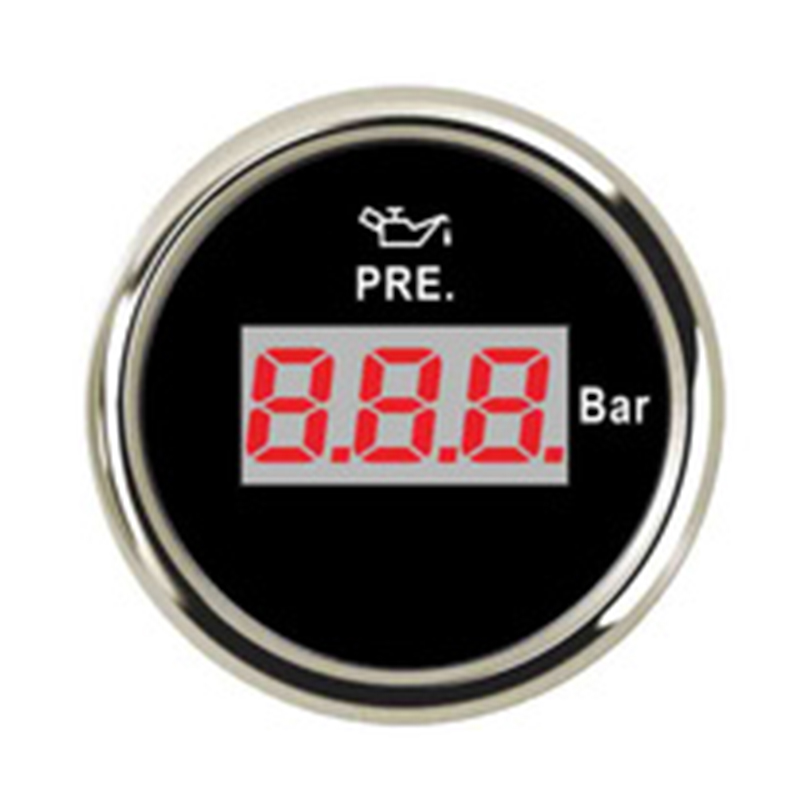 2 Inch 52MM Digital Oil Pressure Gauge 0-10 Bar 12V/24V Marine Oil Pressure Meter With Alarm Meter For Auto Car Boat Yacht Truck: BS