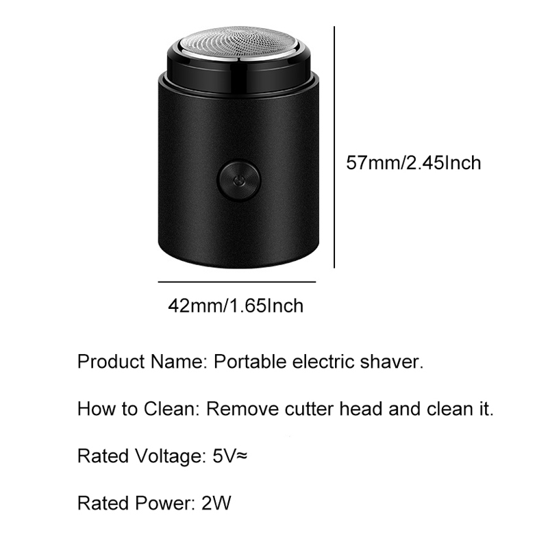 Elektrisch scheerapparaat voor mannen Mini-reisscheermachine Wasbaar Draagbaar Baardtrimmer voor heren Scheermes USB Oplaadbaar en wasbaar