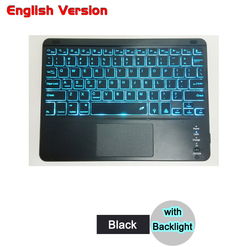 Bluetooth Wireless Keyboard Led Backlight Touchpad Russische Arabisch Thai Hebreeuws Spaans Frans Italiaans Koreaanse Duitse Toetsenbord: For iOS / Black n Backlight