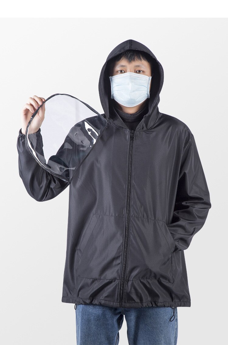 Traje de aislamiento Unisex, ropa aislante antipolvo y antigotas reutilizable, chaqueta protectora antivirus con máscara, protección facial completa