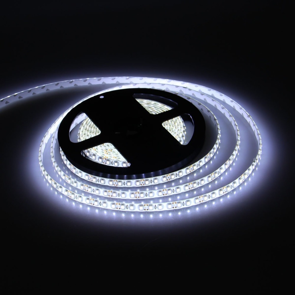 Led-stribelys 3528 600 led 5m vandtæt  ip65 dc 12v 3000k 6500k 9000k hvid varm hvid kold hvid 2835 fleksibel tape