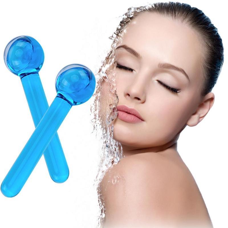 Rodillo de frío para masaje facial y cuello para mujer, bola de cristal antiarrugas cómoda, 2 uds.