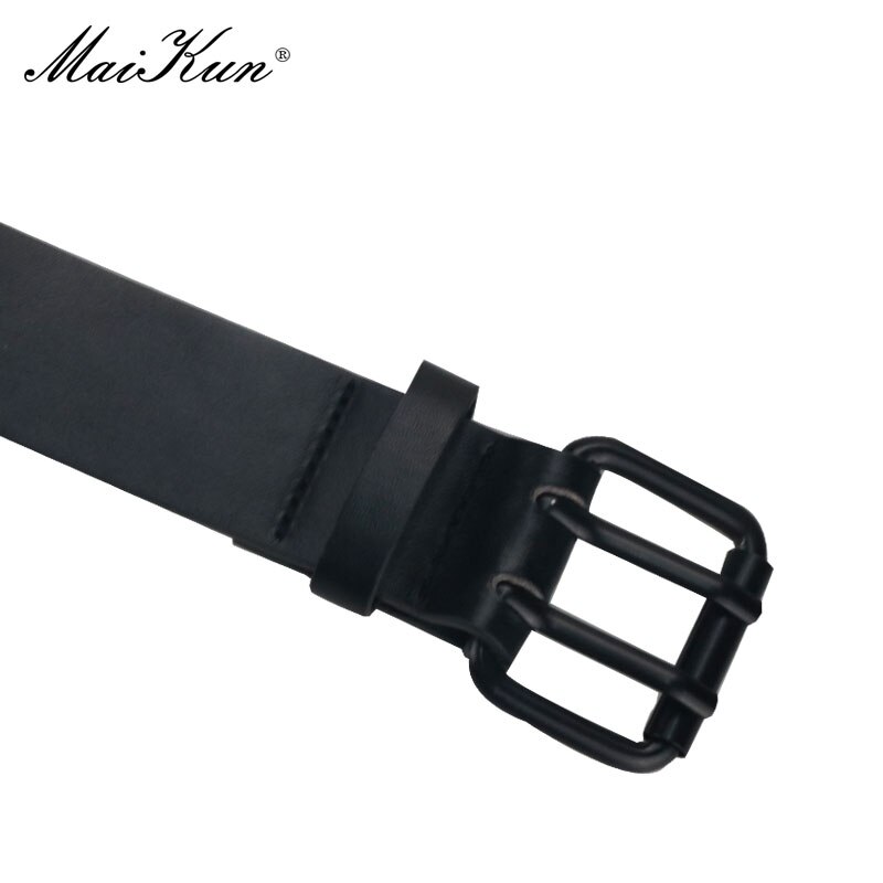 Maikun Halloween Neuer Damen-Gürtel aus schwarzem PU-Leder, doppelter Auspuff-Luftloch-Dornschließe, modischer Trend-Bund, Punk-gotisch-Stil