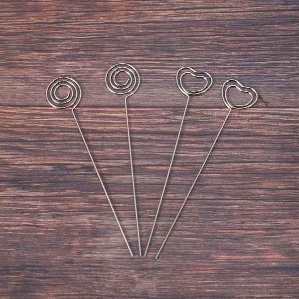 60 sztuk metalowych drutów klips robić notatek uwaga etui na karty numer stołu klip zdjęcie stojak na tort weselny wystrój, okrągłe i serce