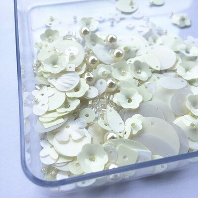 Kralen 2mm + Parel 6mm Pailletten Platte Ronde PVC Vormige Losse Pailletten voor Ambachten Paillette Naaien Decoratie DIY accessoire Lentejuelas: Beige