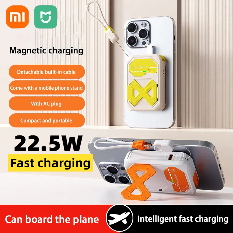 Xiaomi 50000 mah magnetische powerbank, geeignet für iphone 15, 14, 13, 22.5w, 15w, schnelllade-powerbank mit kabelhalterung