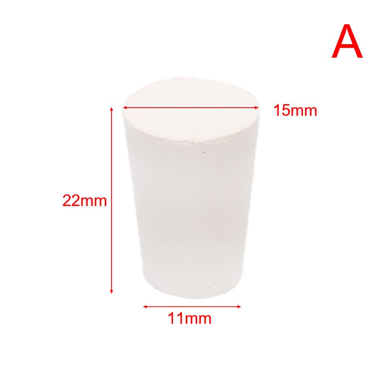 Juego de tapones de goma maciza para laboratorio, tapón de Color blanco, tapón de botella cónica, tapa sellada de tubo resistente al álcali, 5 o 10 Uds.: A