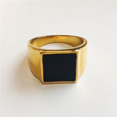 HUANZHI Neue Korea Einfache Unregelmäßige Geometrische Verdrehte Quadrat Schwarz Zirkon klobig Gold Metall Ring für Frauen Männer Partei Schmuck: G