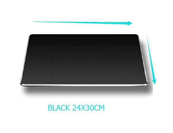 Aluminum alloy Pad with Non-Slip Rubber Bottom Mouse Pad anti slip Mousepad Gaming Mat Mouse with free tablet support: black24x30cm