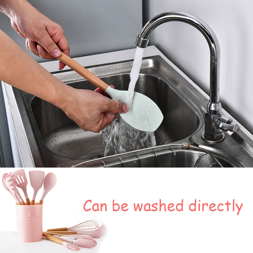 Conjunto de utensilios para cocina de silicona con caja de almacenamiento, espátula, Cucharillas, accesorios de cocina, 9/10/12 Uds.
