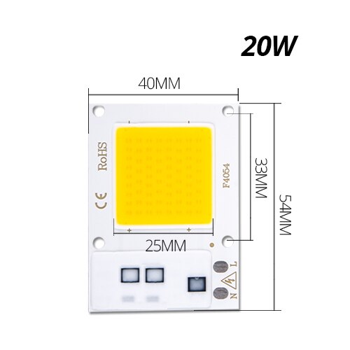 COB puce LED 220V 110V 30W 20W 10W LED perle COB puce Smart IC pas de scintillement LED projecteur pas besoin de pilote bricolage projecteur: 220V / F4050 20W / warm white